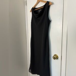 🌟True Vintage🌟 ALGO Sleeveless Black Dress, Size 12 With Angled Lace Hem